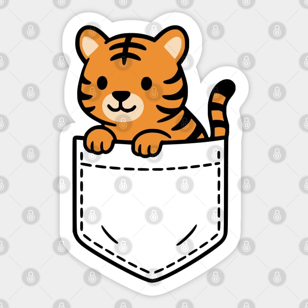 Cute Tiger Cub Pocket Pal Funny Tiger Jungle Animal Sticker by Yesteeyear